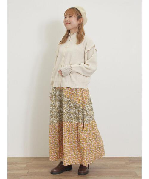 Samansa Mos2(サマンサ モスモス)の「配色メロー畦編みニットカーディガン(カーディガン/ボレロ・レディース・グリーン/ブラック/キナリ/イエロー・F)」の18枚目の写真