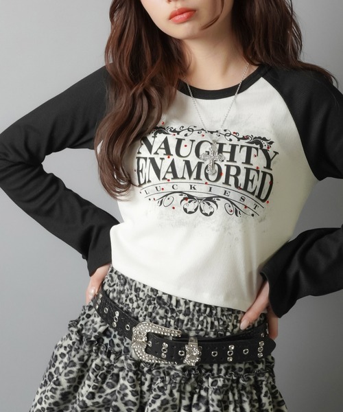 SPINNS(スピンズ)の「長袖ラグランカットソー/ロンT/ストーン(Tシャツ/カットソー・レディース・ホワイト×ブラック/ホワイト系その他/グレー系その他/ベージュ系その他/グレー系その他2・ONESIZE)」の2枚目の写真