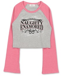 長袖ラグランカットソー/ロンT/ストーン