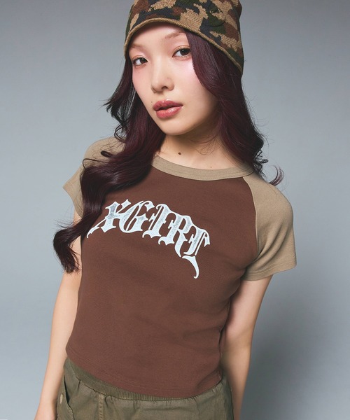 セール】GRADATION GLITTER LOGO S/S RAGLAN BABY TEE（Tシャツ