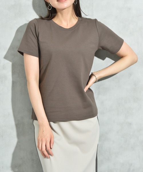 INTERPLANET（インタープラネット）の「ＣＩＣＡ配合ベーシックＴシャツ（Tシャツ/カットソー・レディース・オフホワイト/グレー/ブラック・FREE）」の3枚目の写真