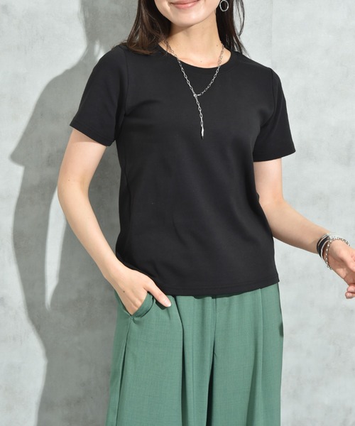 INTERPLANET（インタープラネット）の「ＣＩＣＡ配合ベーシックＴシャツ（Tシャツ/カットソー・レディース・オフホワイト/グレー/ブラック・FREE）」の5枚目の写真