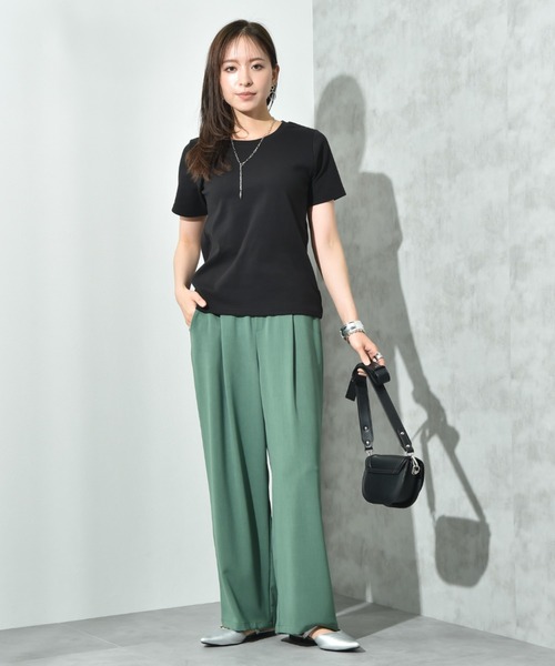 INTERPLANET（インタープラネット）の「ＣＩＣＡ配合ベーシックＴシャツ（Tシャツ/カットソー・レディース・オフホワイト/グレー/ブラック・FREE）」の6枚目の写真