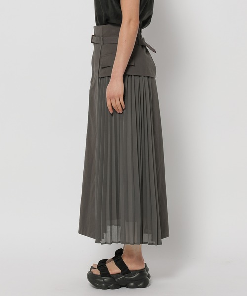 mysty woman（ミスティウーマン）の「サイドプリーツキリカエスカート  329046（スカート・レディース・ホワイト系その他/チャコールグレー・FREE）」の5枚目の写真