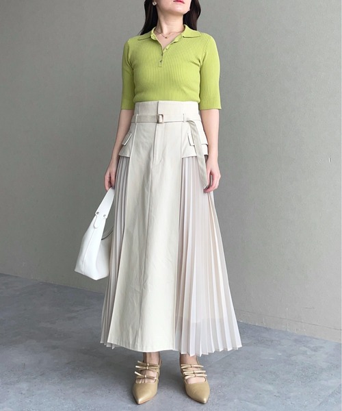 mysty woman（ミスティウーマン）の「サイドプリーツキリカエスカート  329046（スカート・レディース・ホワイト系その他/チャコールグレー・FREE）」の14枚目の写真