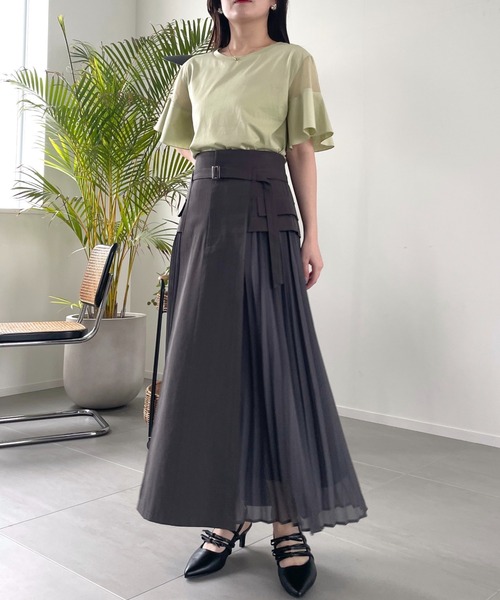 mysty woman（ミスティウーマン）の「サイドプリーツキリカエスカート  329046（スカート・レディース・ホワイト系その他/チャコールグレー・FREE）」の15枚目の写真