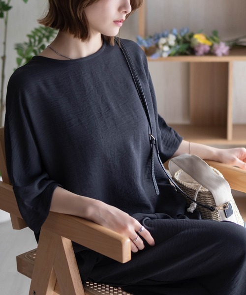 NAVY(ネイビー)の「nAvy SARARI ウェーブバックタックプルオーバー(シャツ/ブラウス・レディース・チャコールグレー/セージグリーン/ブルー・M/L)」の8枚目の写真