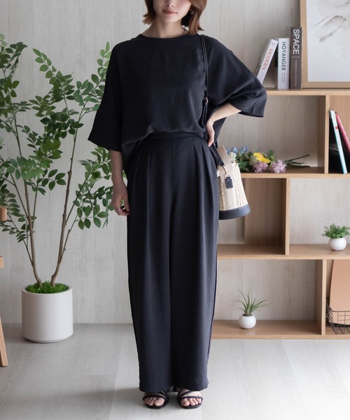 NAVY(ネイビー)の「nAvy SARARI ウェーブバックタックプルオーバー(シャツ/ブラウス・レディース・チャコールグレー/セージグリーン/ブルー・M/L)」の4枚目の写真