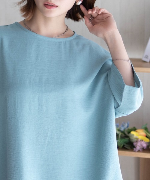 NAVY(ネイビー)の「nAvy SARARI ウェーブバックタックプルオーバー(シャツ/ブラウス・レディース・チャコールグレー/セージグリーン/ブルー・M/L)」の12枚目の写真