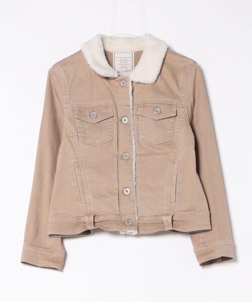 REAL CUBE（リアルキューブ）の「ストレッチデニムボアジャケット（その他アウター・レディース・グレイッシュベージュ/ブラウン/ベージュ・M/L/LL）」の2枚目の写真