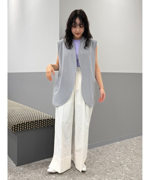 CIS.（シス）の「CIS． ライトウェイトタックストレートパンツ ウォッシャブル（その他パンツ・レディース・ホワイト系/オリーブ系・34(5号)/36(7号)/38(9号)/40(11号)）」の5枚目の写真