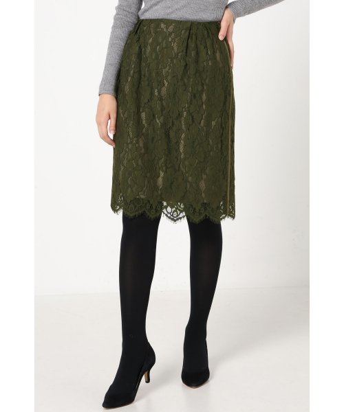 La TOTALITE（ラトータリテ）の「ツイカサイドグログランレーススカート◆（スカート・レディース・ブラック/カーキ/ブラウン・38/36）」の3枚目の写真