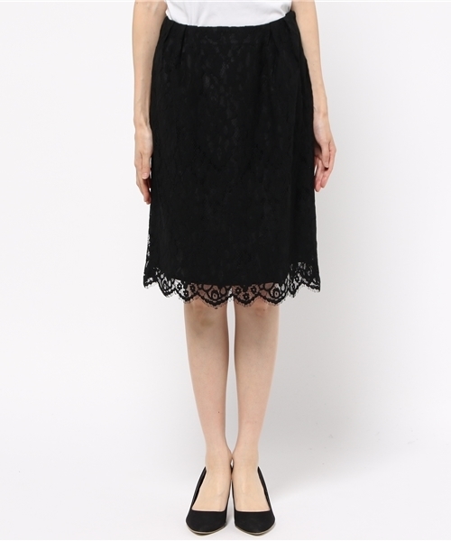 La TOTALITE（ラトータリテ）の「ツイカサイドグログランレーススカート◆（スカート・レディース・ブラック/カーキ/ブラウン・38/36）」の4枚目の写真