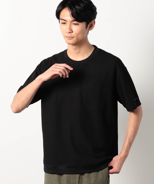 Grand PARK(グランドパーク)の「ラッセル鹿の子オーバーネックリブTシャツ(Tシャツ/カットソー・メンズ・ブラック/ネイビー/ホワイト・X-LARGE/MEDIUM/LARGE)」の1枚目の写真