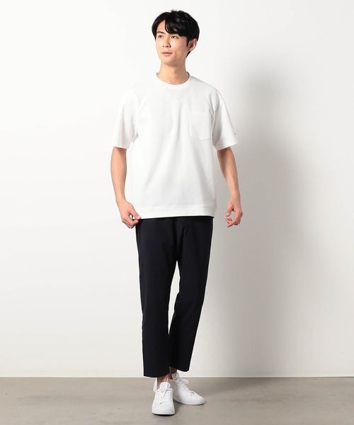 Grand PARK(グランドパーク)の「ラッセル鹿の子オーバーネックリブTシャツ(Tシャツ/カットソー・メンズ・ブラック/ネイビー/ホワイト・X-LARGE/MEDIUM/LARGE)」の4枚目の写真