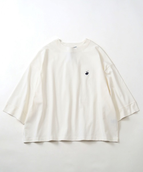 BEVERLY HILLS POLO CLUB(ビバリーヒルズポロクラブ)の「【BEVERLY HILLS POLO CLUB/ビバリーヒルズポロクラブ】 ワイドスリーブTシャツ(Tシャツ/カットソー・レディース・ライトベージュ/スミクロ/オフホワイト/サックスブルー・M)」の9枚目の写真