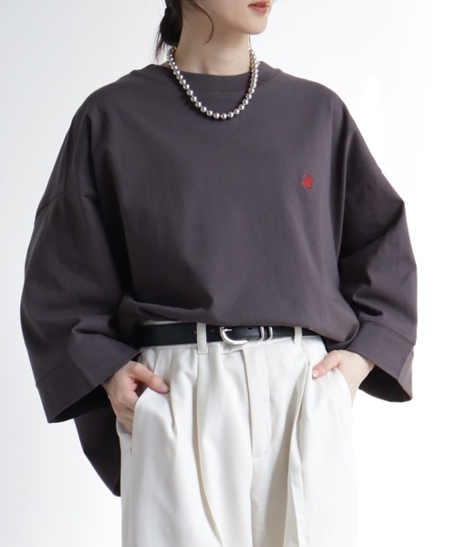 BEVERLY HILLS POLO CLUB(ビバリーヒルズポロクラブ)の「【BEVERLY HILLS POLO CLUB/ビバリーヒルズポロクラブ】 ワイドスリーブTシャツ(Tシャツ/カットソー・レディース・ライトベージュ/スミクロ/オフホワイト/サックスブルー・M)」の12枚目の写真