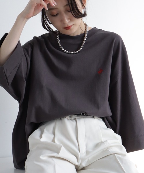 BEVERLY HILLS POLO CLUB(ビバリーヒルズポロクラブ)の「【BEVERLY HILLS POLO CLUB/ビバリーヒルズポロクラブ】 ワイドスリーブTシャツ(Tシャツ/カットソー・レディース・ライトベージュ/スミクロ/オフホワイト/サックスブルー・M)」の13枚目の写真