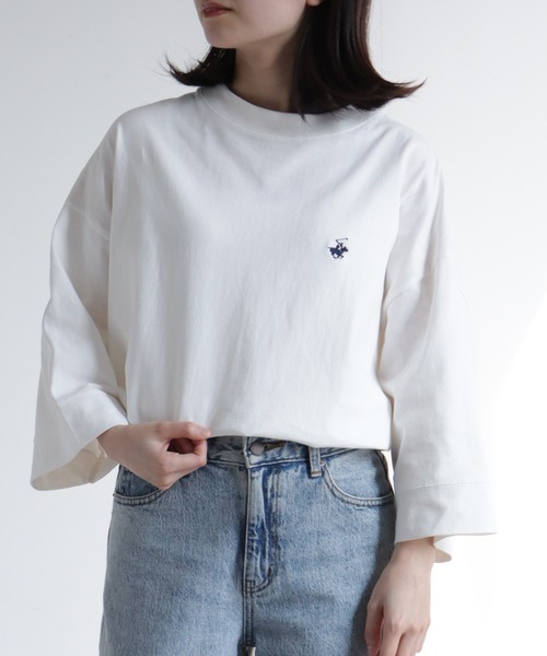 BEVERLY HILLS POLO CLUB(ビバリーヒルズポロクラブ)の「【BEVERLY HILLS POLO CLUB/ビバリーヒルズポロクラブ】 ワイドスリーブTシャツ(Tシャツ/カットソー・レディース・ライトベージュ/スミクロ/オフホワイト/サックスブルー・M)」の5枚目の写真