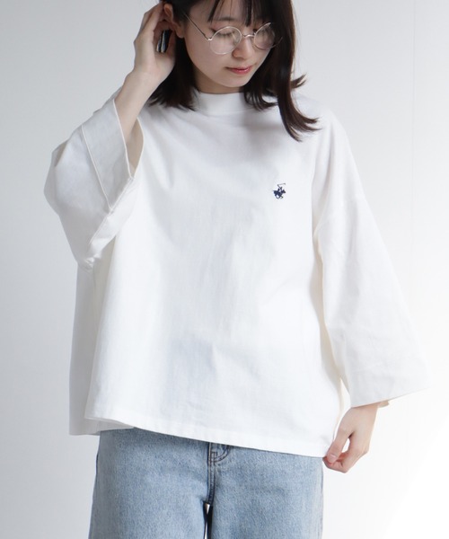BEVERLY HILLS POLO CLUB(ビバリーヒルズポロクラブ)の「【BEVERLY HILLS POLO CLUB/ビバリーヒルズポロクラブ】 ワイドスリーブTシャツ(Tシャツ/カットソー・レディース・ライトベージュ/スミクロ/オフホワイト/サックスブルー・M)」の6枚目の写真