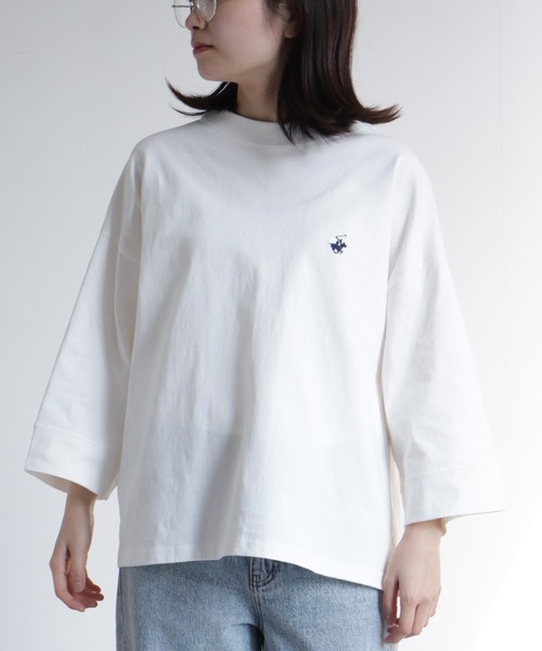 BEVERLY HILLS POLO CLUB(ビバリーヒルズポロクラブ)の「【BEVERLY HILLS POLO CLUB/ビバリーヒルズポロクラブ】 ワイドスリーブTシャツ(Tシャツ/カットソー・レディース・ライトベージュ/スミクロ/オフホワイト/サックスブルー・M)」の7枚目の写真