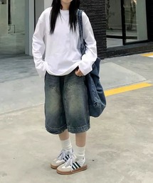 【 MEMECLE / メメクル 】バギー ハーフデニムパンツ
