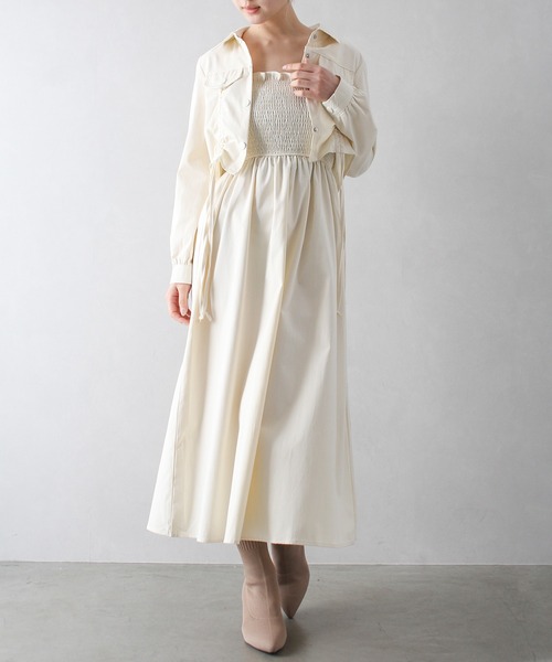 SpRay（スプレイ）の「シャーリングジャケットｘキャミワンピース（ワンピース・レディース・ブラック/アイボリー/ベージュ・FREE）」の11枚目の写真