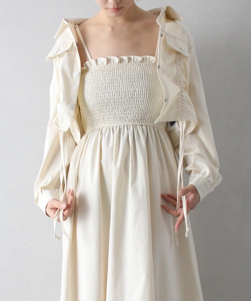 SpRay（スプレイ）の「シャーリングジャケットｘキャミワンピース（ワンピース・レディース・ブラック/アイボリー/ベージュ・FREE）」の9枚目の写真