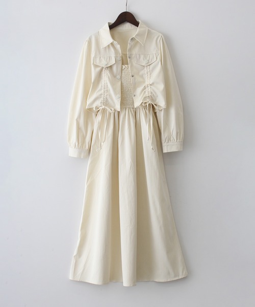 SpRay（スプレイ）の「シャーリングジャケットｘキャミワンピース（ワンピース・レディース・ブラック/アイボリー/ベージュ・FREE）」の22枚目の写真