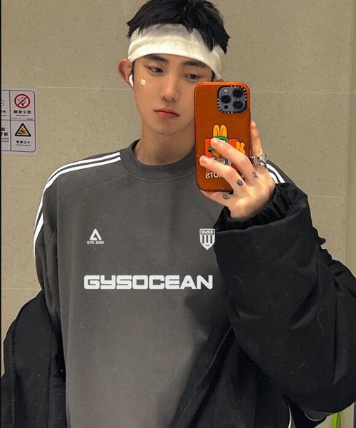 CERCA(チェルカ)の「【NOWLE】ライン柄 スポーティー ビッグ ゲームシャツ/サッカーシャツ(Tシャツ/カットソー・メンズ・グレー/ネイビー・LARGE/X-LARGE)」の9枚目の写真