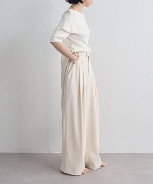 Omekashi（オメカシ）の「タックワイドスラックス（スラックス・レディース・オフホワイト/グレー/ブラック/チャコールグレー・38/36/PS）」の5枚目の写真