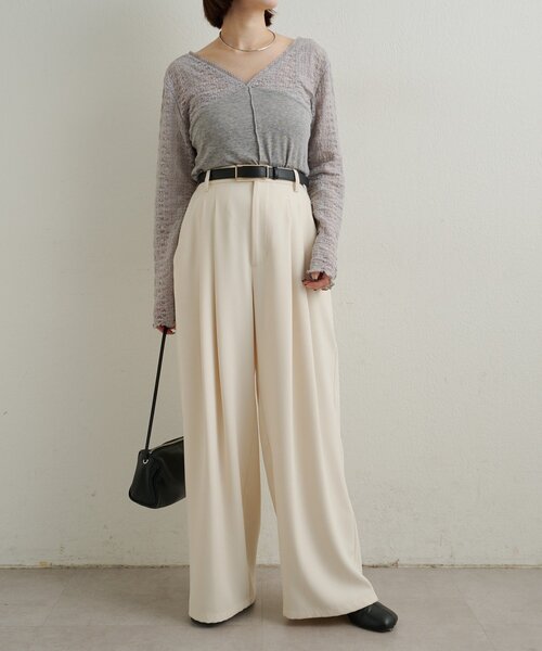 Omekashi（オメカシ）の「タックワイドスラックス（スラックス・レディース・オフホワイト/グレー/ブラック/チャコールグレー・38/36/PS）」の10枚目の写真