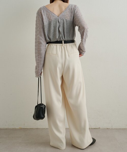 Omekashi（オメカシ）の「タックワイドスラックス（スラックス・レディース・オフホワイト/グレー/ブラック/チャコールグレー・38/36/PS）」の12枚目の写真