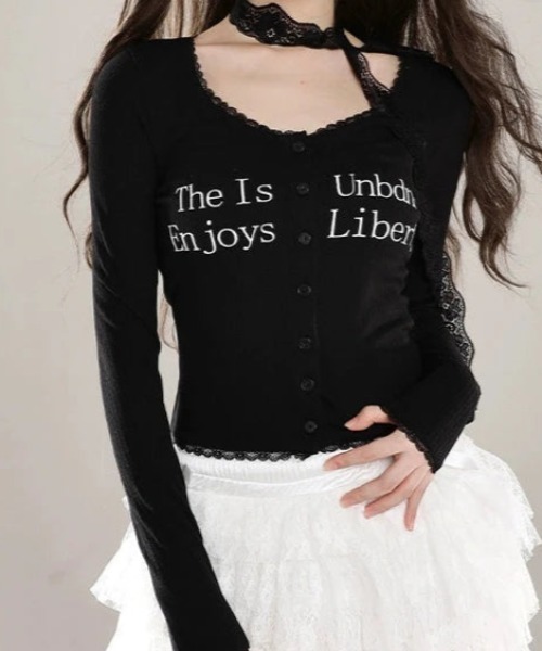 Lae(レイ)の「レースストラップロゴトップス(Tシャツ/カットソー・レディース・ホワイト/ブラック・SMALL/MEDIUM/LARGE)」の8枚目の写真