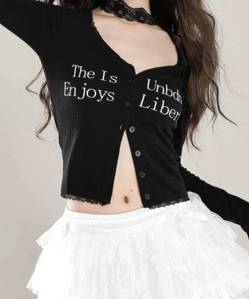 Lae(レイ)の「レースストラップロゴトップス(Tシャツ/カットソー・レディース・ホワイト/ブラック・SMALL/MEDIUM/LARGE)」の6枚目の写真