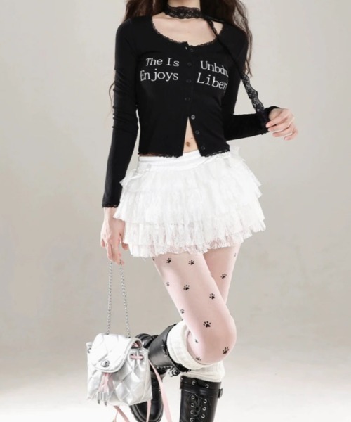 Lae(レイ)の「レースストラップロゴトップス(Tシャツ/カットソー・レディース・ホワイト/ブラック・SMALL/MEDIUM/LARGE)」の5枚目の写真