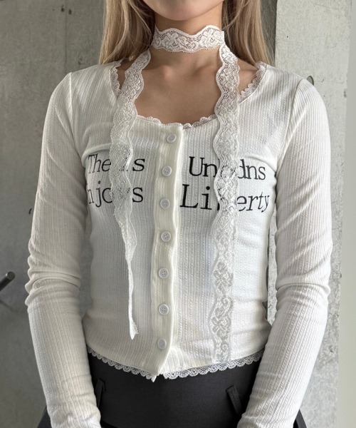 Lae(レイ)の「レースストラップロゴトップス(Tシャツ/カットソー・レディース・ホワイト/ブラック・SMALL/MEDIUM/LARGE)」の11枚目の写真