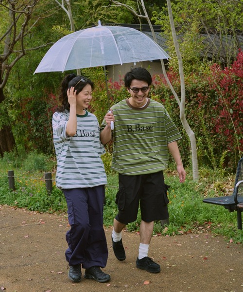 BROKEN BASE（ブロークンベース）の「B.BASE Tシャツ　ボーダーアソート（Tシャツ/カットソー・メンズ・ピンク系/グリーン系/ブラック系/ネイビー/オフホワイト/グレー系/アイボリー/レッド系・SMALL/MEDIUM/LARGE）」の15枚目の写真