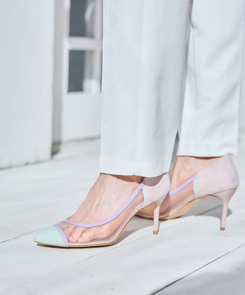 SEVEN TWELVE THIRTY(セヴントゥエルヴサーティー)の「LovelyWalkプラス チュールコンビパンプス(パンプス・レディース・ベージュ系その他/マルチ/ブラック/パイソン・22cm/22.5cm/23cm/23.5cm/24cm/24.5cm)」の1枚目の写真