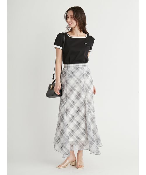 CELFORD(セルフォード)の「シアーチェックナロースカート(スカート・レディース・ダークネイビー/ホワイト/ベージュ・38/36)」の9枚目の写真