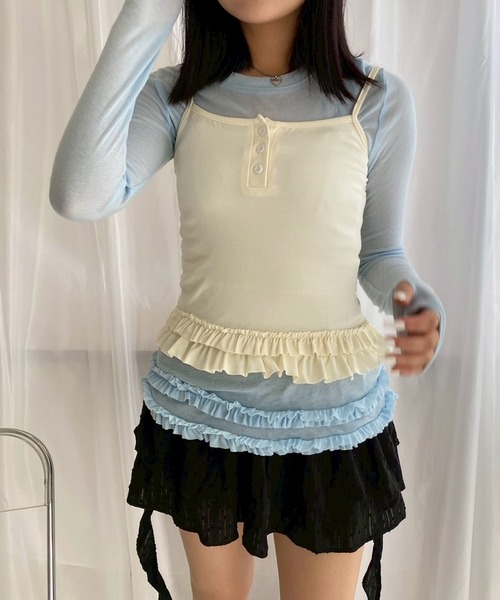 merrylatte(メリーラテ)の「【2点セット】フリルレイヤードトップス(その他トップス・レディース・グレー/ライトブルー・MEDIUM/FREE)」の7枚目の写真