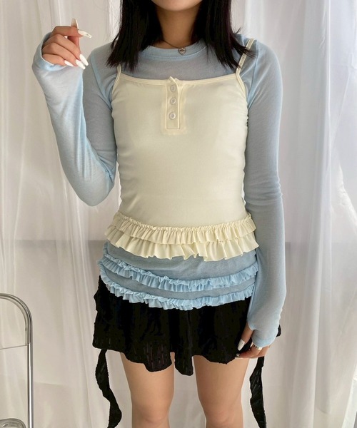 merrylatte(メリーラテ)の「【2点セット】フリルレイヤードトップス(その他トップス・レディース・グレー/ライトブルー・MEDIUM/FREE)」の13枚目の写真