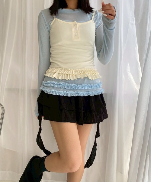 merrylatte(メリーラテ)の「【2点セット】フリルレイヤードトップス(その他トップス・レディース・グレー/ライトブルー・MEDIUM/FREE)」の16枚目の写真