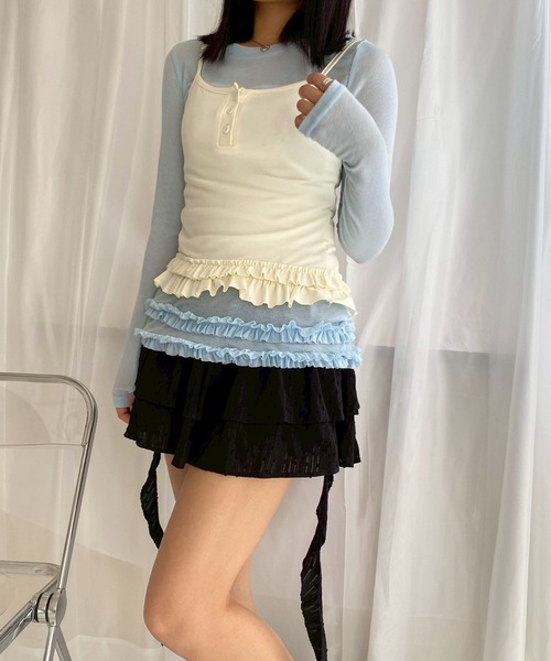 merrylatte(メリーラテ)の「【2点セット】フリルレイヤードトップス(その他トップス・レディース・グレー/ライトブルー・MEDIUM/FREE)」の17枚目の写真