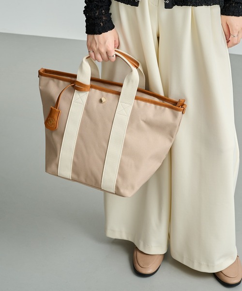 BEVERLY HILLS POLO CLUB(ビバリーヒルズポロクラブ)の「【BEVERLY HILLS POLO CLUB】《別注》キャンバストートバッグ BH9014(トートバッグ・レディース・ブラック/ベージュ/ホワイト/グレイッシュベージュ/ブラウン・FREE)」の4枚目の写真