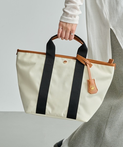BEVERLY HILLS POLO CLUB(ビバリーヒルズポロクラブ)の「【BEVERLY HILLS POLO CLUB】《別注》キャンバストートバッグ BH9014(トートバッグ・レディース・ブラック/ベージュ/ホワイト/グレイッシュベージュ/ブラウン・FREE)」の2枚目の写真