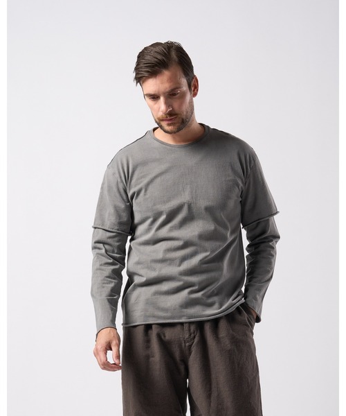 wjk(ダヴルジェイケイ)の「layered cut-off L/S(Tシャツ/カットソー・メンズ・ブラック/ライトグレー/ホワイト・X-LARGE/LARGE/MEDIUM/SMALL)」の2枚目の写真