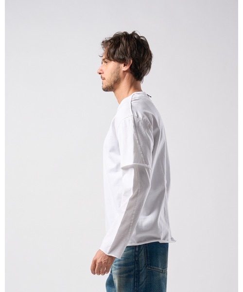 wjk(ダヴルジェイケイ)の「layered cut-off L/S(Tシャツ/カットソー・メンズ・ブラック/ライトグレー/ホワイト・X-LARGE/LARGE/MEDIUM/SMALL)」の5枚目の写真