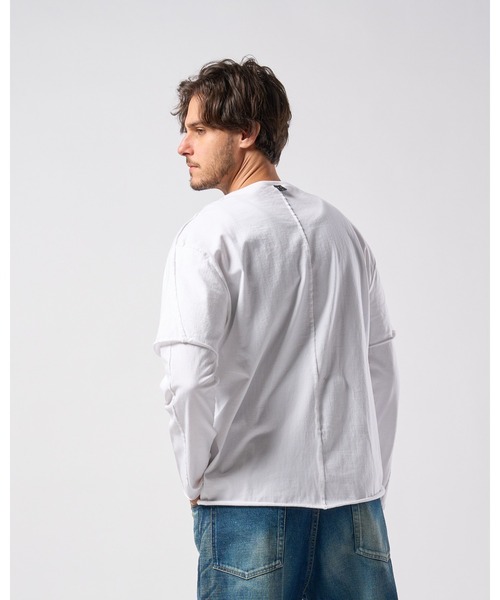 wjk(ダヴルジェイケイ)の「layered cut-off L/S(Tシャツ/カットソー・メンズ・ブラック/ライトグレー/ホワイト・X-LARGE/LARGE/MEDIUM/SMALL)」の6枚目の写真