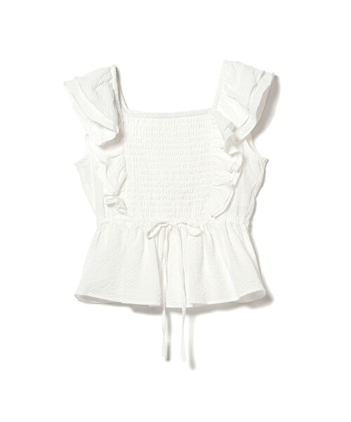 Ray BEAMS（レイビームス）の「シャーリング ヨーク ラッフル スリーブ ブラウス（シャツ/ブラウス・レディース・ブラック/サックスブルー/ホワイト・ONE SIZE）」の19枚目の写真